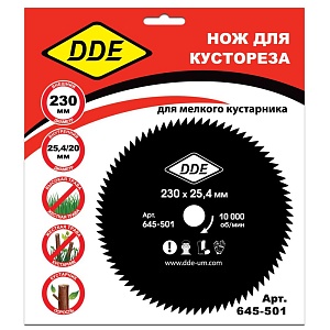 Диск для триммера DDE WOOD CUT 60 зубьев, 230 х 25,4 мм
